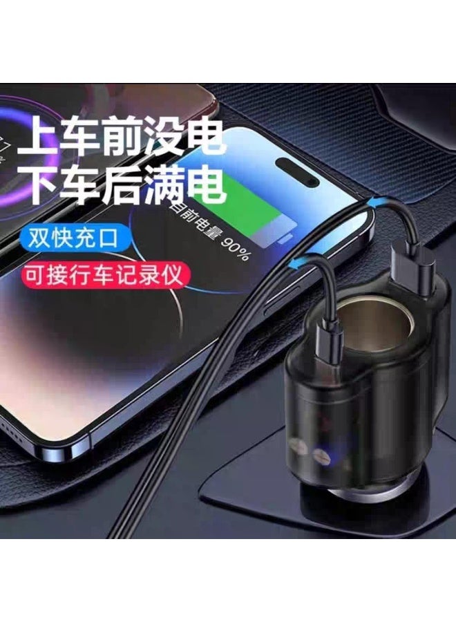 120W Dual USB Car Charger with Fast Charging, 3-Port Design, Compatible with Mobile Phone and Dash Cam, Black - Image 3