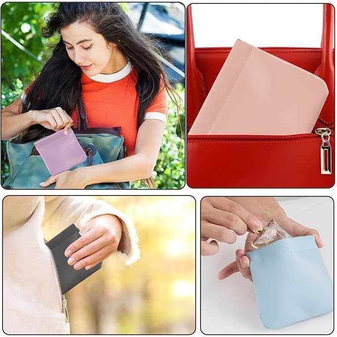 SHULABH CREATIVE Shulabh creative Cosmetic Bag Leather Organizer Pouch Pouchic Snap Closure Pouches Jollywish Snap Pouch Portable Pocket Cosmetic Bag No Zipper SelfClosing Small Makeup Pouch Multicolor 2 pcs  - Image 5