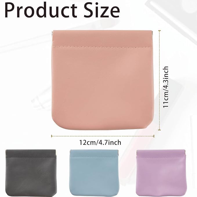 SHULABH CREATIVE Shulabh creative Cosmetic Bag Leather Organizer Pouch Pouchic Snap Closure Pouches Jollywish Snap Pouch Portable Pocket Cosmetic Bag No Zipper SelfClosing Small Makeup Pouch Multicolor 2 pcs  - Image 2