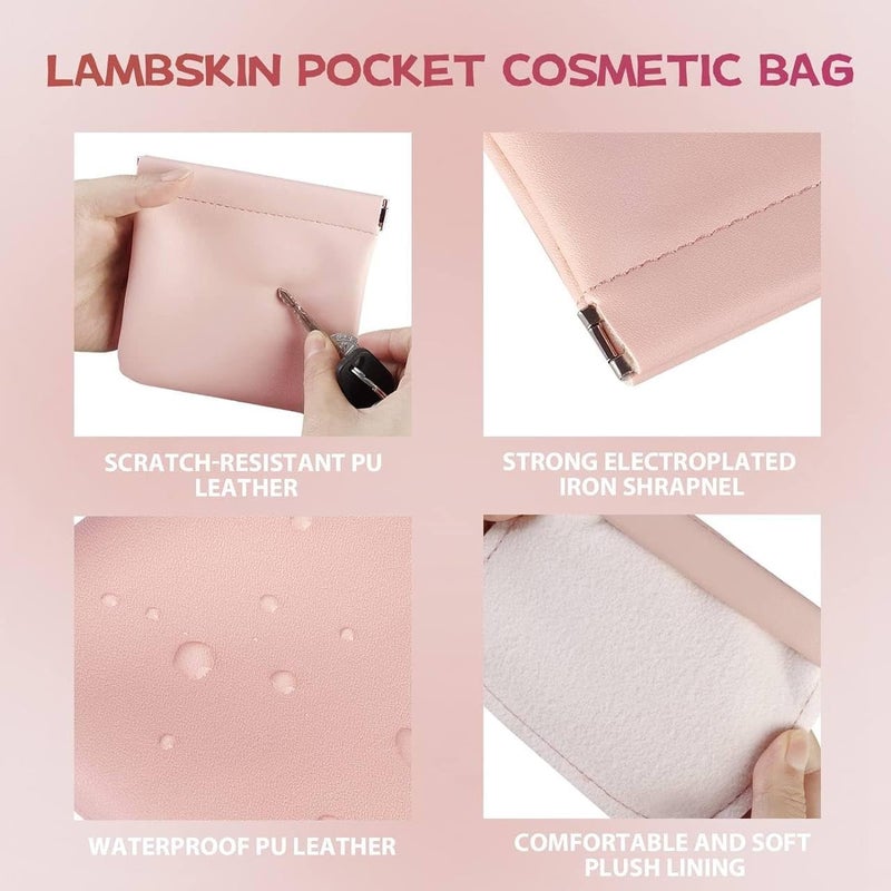 SHULABH CREATIVE Shulabh creative Cosmetic Bag Leather Organizer Pouch Pouchic Snap Closure Pouches Jollywish Snap Pouch Portable Pocket Cosmetic Bag No Zipper SelfClosing Small Makeup Pouch Multicolor 2 pcs  - Image 3