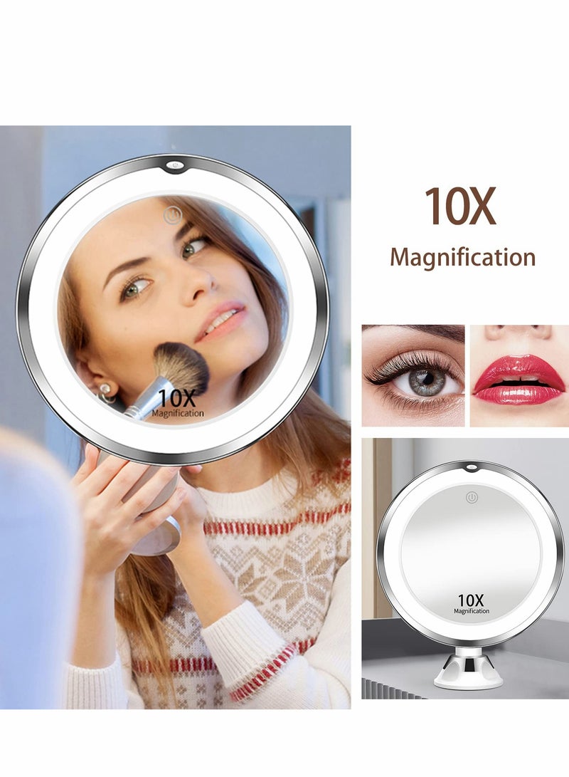 Excefore Magnifying Mirror with Light, 10X Magnification 3 Light Modes Makeup Suction Cups Intelligent Switch, 360 Degree Swivel Joint, Portable for Detailed Makeup, Close Skincare - Image 2