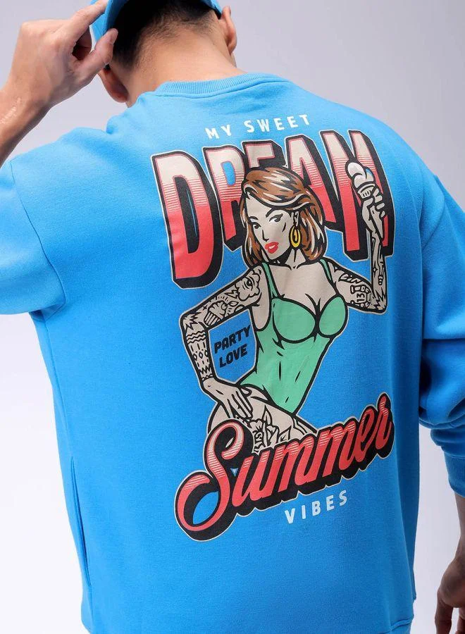 ذا انديان كراج كو Men Oversized Placement Print Crew Neck Overhead Sweatshirt