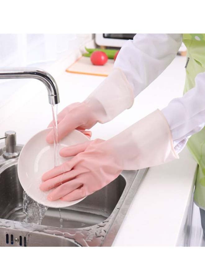 Two Tone Dishwashing Hand Gloves Pink/White L - Image 2