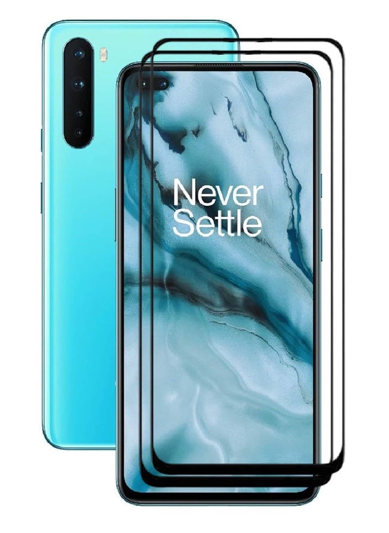 AINA حماية شاشة زجاجية مقسّاة 2 قطعة 5D مصممة لهاتف OnePlus Nord تغطي الشاشة بالكامل مع لاصق كامل من الحافة إلى الحافة وخالية من الفقاعات - Image 1