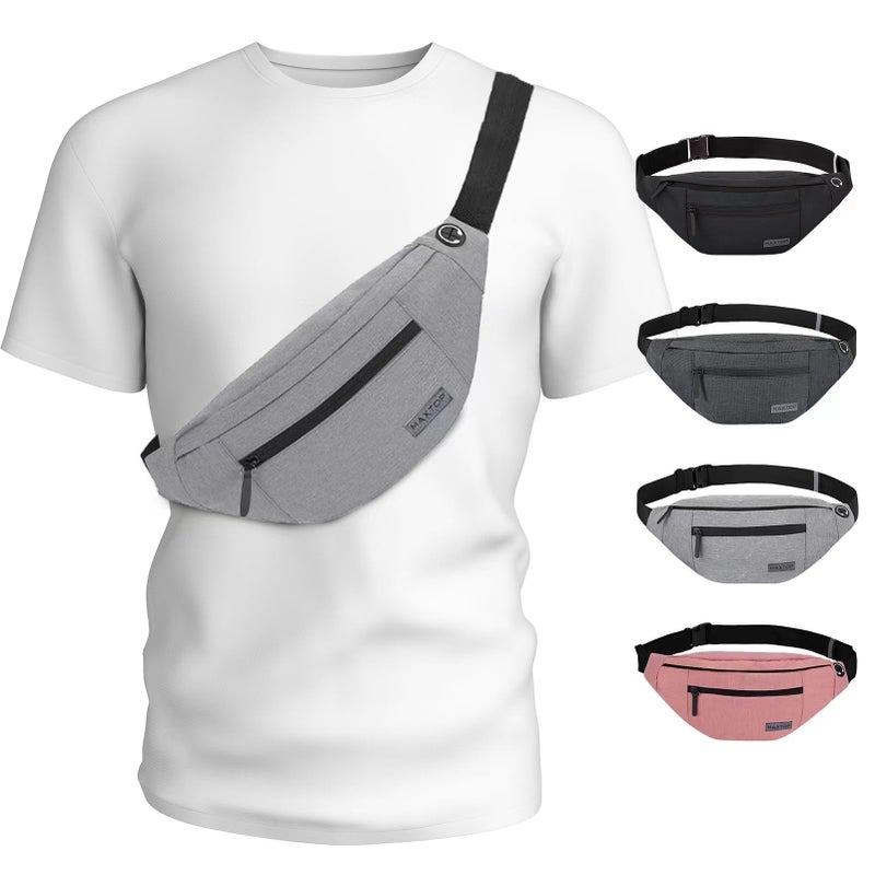 Large Fanny Packs for Women Men with 4-Zipper Pockets,Gifts for Enjoy Festival Sports Workout Traveling Running Casual Hands-Free Water-Resistant Waist Pack Bag Wallets Carrying All Size of Phones - Image 1