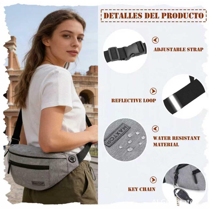 Large Fanny Packs for Women Men with 4-Zipper Pockets,Gifts for Enjoy Festival Sports Workout Traveling Running Casual Hands-Free Water-Resistant Waist Pack Bag Wallets Carrying All Size of Phones - Image 4