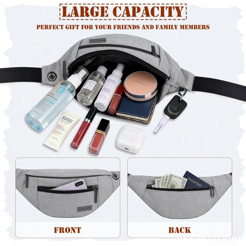 Large Fanny Packs for Women Men with 4-Zipper Pockets,Gifts for Enjoy Festival Sports Workout Traveling Running Casual Hands-Free Water-Resistant Waist Pack Bag Wallets Carrying All Size of Phones - Image 3