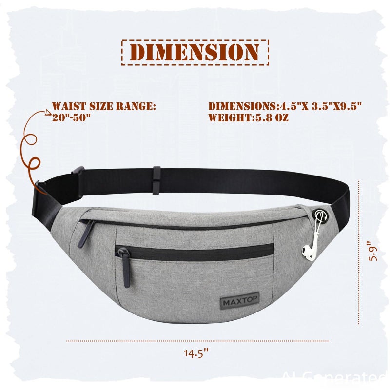 Large Fanny Packs for Women Men with 4-Zipper Pockets,Gifts for Enjoy Festival Sports Workout Traveling Running Casual Hands-Free Water-Resistant Waist Pack Bag Wallets Carrying All Size of Phones - Image 5