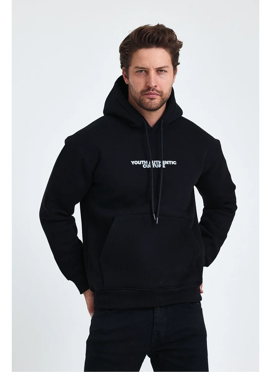 Cool Tarz Cool Style Men's Front and Back Printed 3 Thread Raised Hooded Sweatshirt