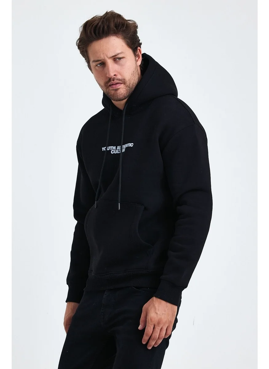 Cool Tarz Cool Style Men's Front and Back Printed 3 Thread Raised Hooded Sweatshirt