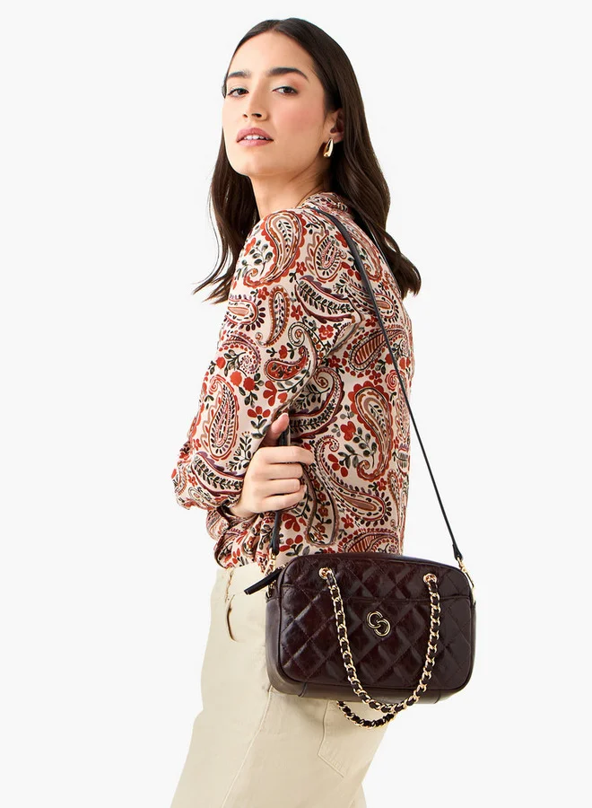 سيليست Quilted Crossbody Bag with Zip Closure