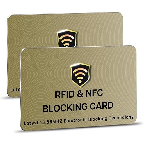 SaiTech IT RFID Protected Cards, 2 Pack One Card Protects Entire Wallet Purse For Men & Women, NFC Contactless Bank Debit Credit Card Protector ID ATM Guard Card – Golden - Image 1