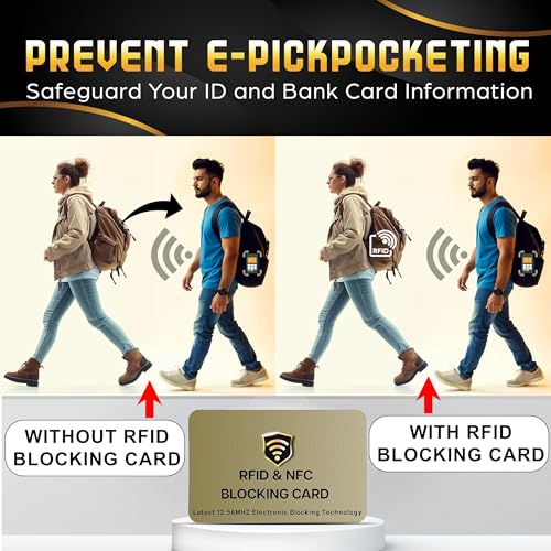 SaiTech IT RFID Protected Cards, 2 Pack One Card Protects Entire Wallet Purse For Men & Women, NFC Contactless Bank Debit Credit Card Protector ID ATM Guard Card – Golden - Image 3