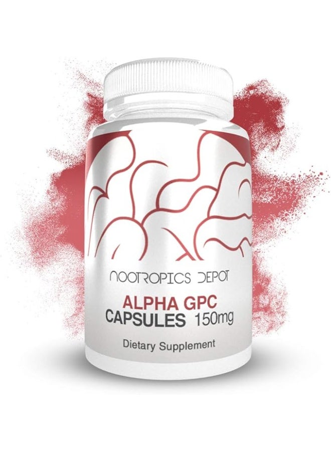 Nootropics Depot Alpha GPC Capsules ,150mg Cholinergic Supplement ,to Supports Healthy Brain Function ,180 Count - Image 1