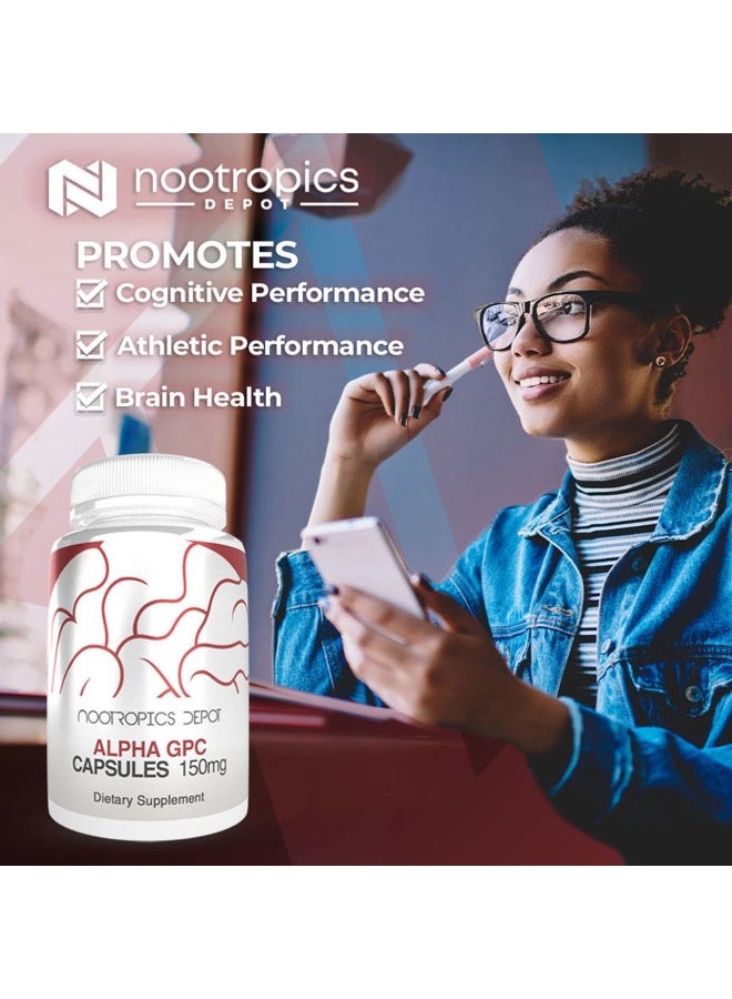Nootropics Depot Alpha GPC Capsules ,150mg Cholinergic Supplement ,to Supports Healthy Brain Function ,180 Count - Image 3