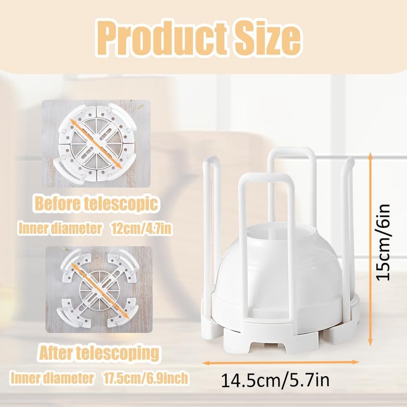 DIBALIYI 2 Pcs Bowl Rack for Kitchen Cutlery Retractable Plastic Dish Rack White Removable Plate Holders Drain Rack Reusable Multifunctional Plate Organizer for Stacking Bowls and Small Plates - Image 2