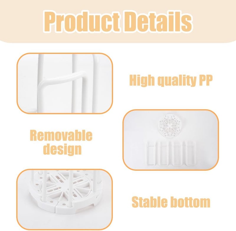 DIBALIYI 2 Pcs Bowl Rack for Kitchen Cutlery Retractable Plastic Dish Rack White Removable Plate Holders Drain Rack Reusable Multifunctional Plate Organizer for Stacking Bowls and Small Plates - Image 3
