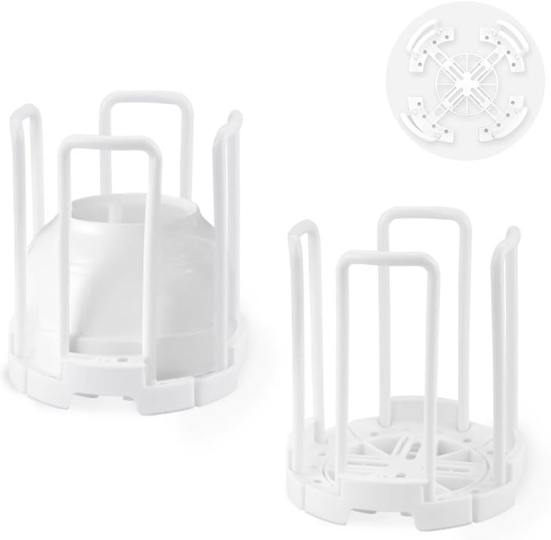 DIBALIYI 2 Pcs Bowl Rack for Kitchen Cutlery Retractable Plastic Dish Rack White Removable Plate Holders Drain Rack Reusable Multifunctional Plate Organizer for Stacking Bowls and Small Plates - Image 1