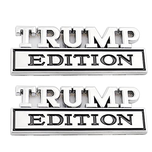 CARRUN 2 Pcs Trump Edition Emblem Car Metal Badge 3D Decal Sticker Fit for F150 F250 F350 Silverdo 1500 2500 Sierra GMC Chevy Car Truck SUV Silver Black CR2TP - Image 1