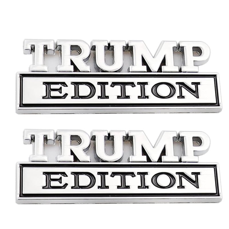 CARRUN 2 Pcs Trump Edition Emblem Car Metal Badge 3D Decal Sticker Fit for F150 F250 F350 Silverdo 1500 2500 Sierra GMC Chevy Car Truck SUV Silver Black CR2TP - Image 3