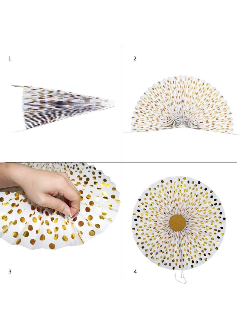 8Pcs Golden And Black Paper Fan Flowers Decoration For Birthday Party Wedding Baby Party, Party Backdrop Supplies For Ramadan,Moon Festival, Islamic & Lunar Theme Decor - Image 4