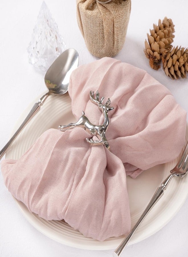 MLMC 24 Pack Pink Cheesecloth Napkins Boho Rustic Gauze Light Pink Cloth Napkins Washable 21"x21" for Wedding Bridal Shower Birthday Anniversary Dinner Decor - Image 3