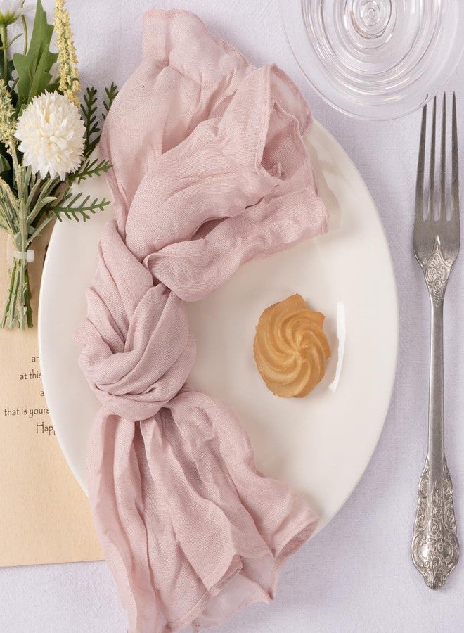 MLMC 24 Pack Pink Cheesecloth Napkins Boho Rustic Gauze Light Pink Cloth Napkins Washable 21"x21" for Wedding Bridal Shower Birthday Anniversary Dinner Decor - Image 2