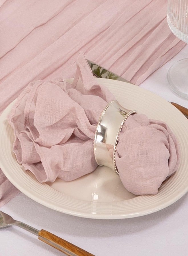 MLMC 24 Pack Pink Cheesecloth Napkins Boho Rustic Gauze Light Pink Cloth Napkins Washable 21"x21" for Wedding Bridal Shower Birthday Anniversary Dinner Decor - Image 4