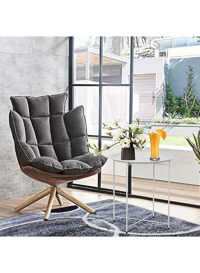 رولستيمي الجداول طاولة جانبية لغرفة المعيشة نهاية الجدول طاولة السرير الصغيرة غرفة نوم الحديثة المنزل طاولات جانبية معدنية ، أبيض - Image 5