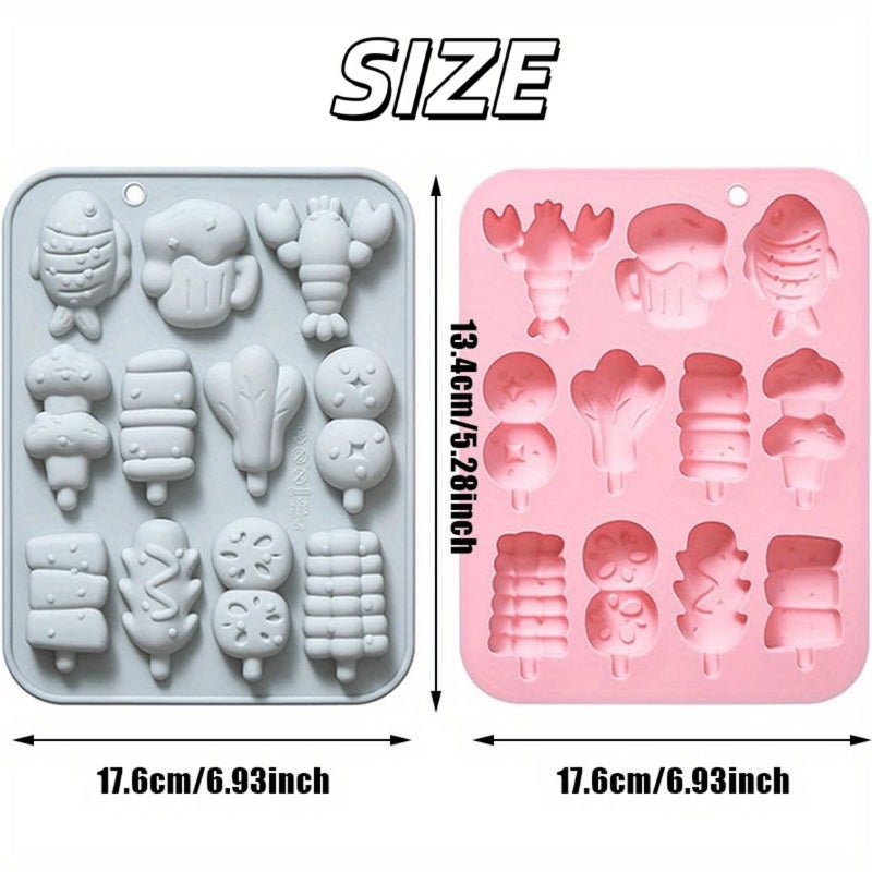 2 Pack BBQ Shaped Silicone Mold 11 Cavity For Lobster Grilled Fish Chocolate Cake - Image 2