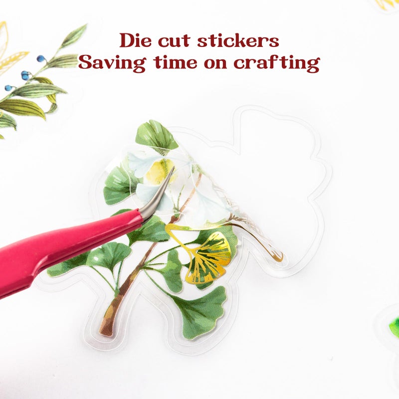 Dizdkizd Gilding Flower Stickers (240 Pieces) - Glitter Watercolor Transparent Stickers for Card Making Scrapbooking Envelopes Wrapped Gifts Arts and Crafts Journaling - Image 2