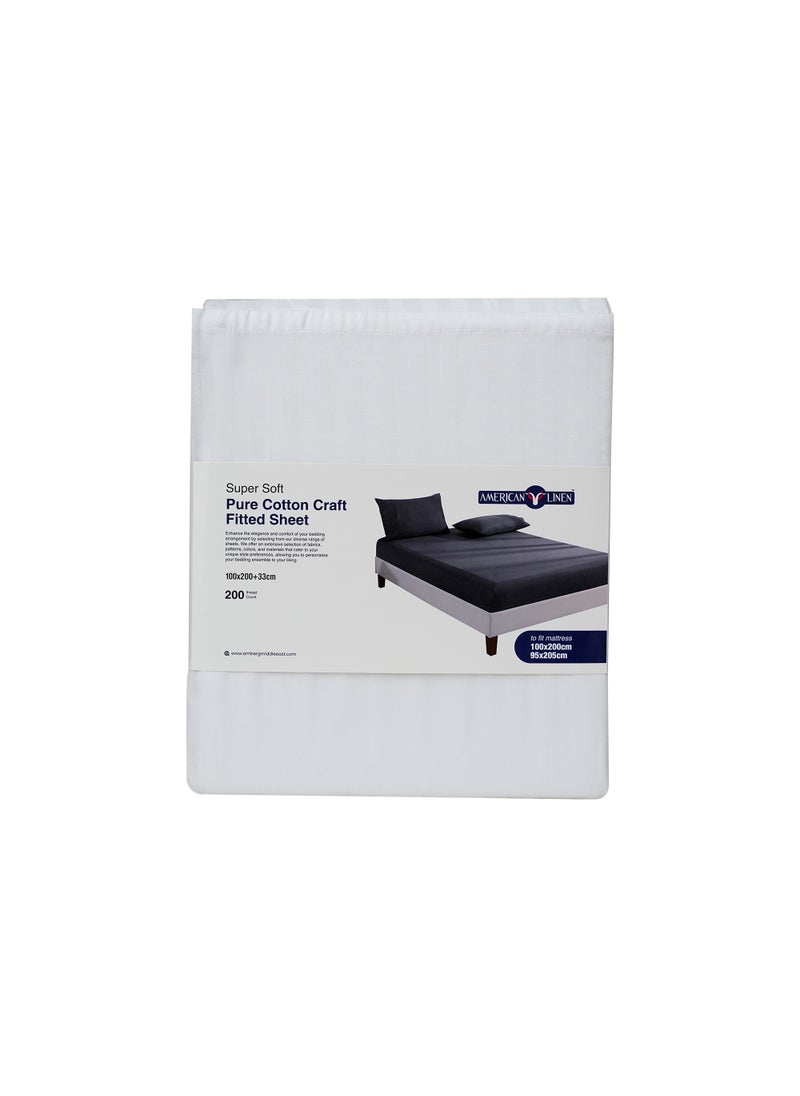 American Linen King Size Fitted Sheet 100% Cotton 200 Thread Count Breathable Bedding Sheet Comfortable Bed Sheets For Bedroom  200 x 200 cm White  - Image 5