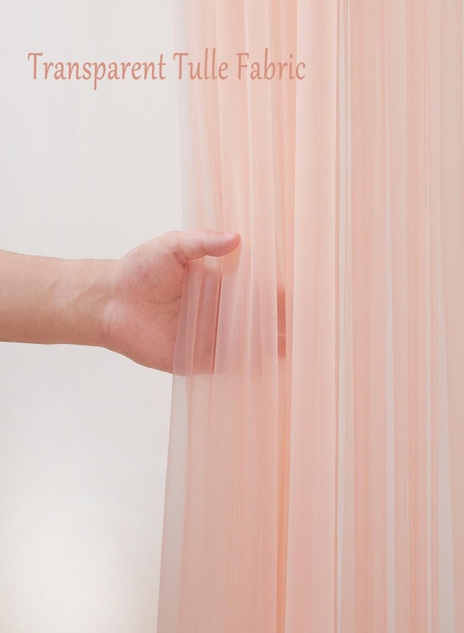 PARTISKY 10x10ft Peach Tulle Backdrop Curtain with Lights String for Parites, Sheer Photo Backdrop Curtains for Wedding Baby Shower Birthday Party Photo Shoot Background Decorations - Image 5