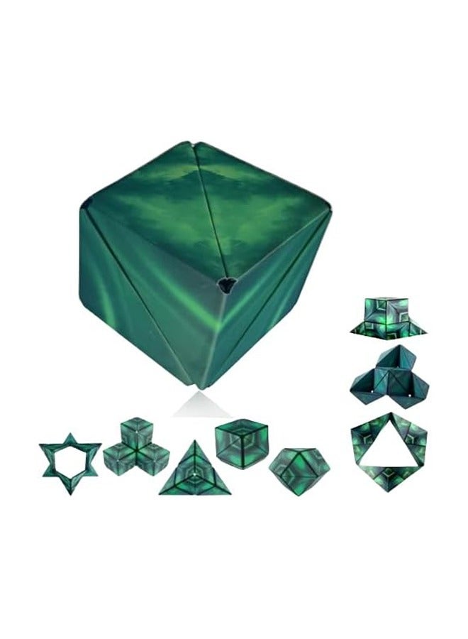 RATSAW Magic Cube Magnetic Puzzle Cube 3D Geometric Puzzle Rubik's Cube Gift for Kids Magnetic Rubik's Cube Brain Toys for Kids and Adults 70 Shapes Changeable Cube green - Image 1