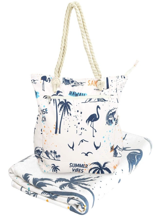 Raytix Beach Bag Spacious Shoulder Tote Travel & Gym Bag w/Multiple Pockets & Strong Zipper, Summer Vibe Bag - Image 1