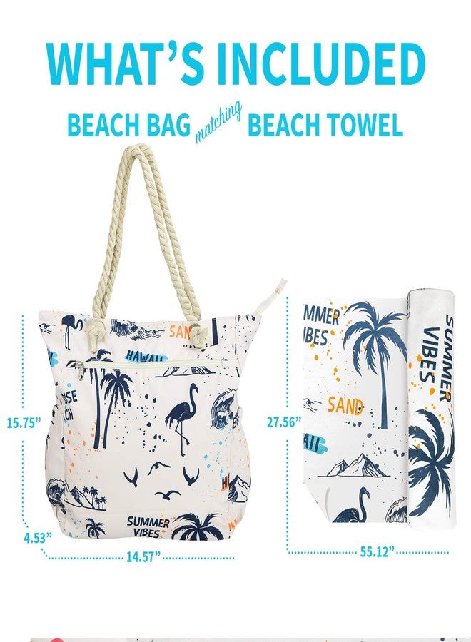 Raytix Beach Bag Spacious Shoulder Tote Travel & Gym Bag w/Multiple Pockets & Strong Zipper, Summer Vibe Bag - Image 2