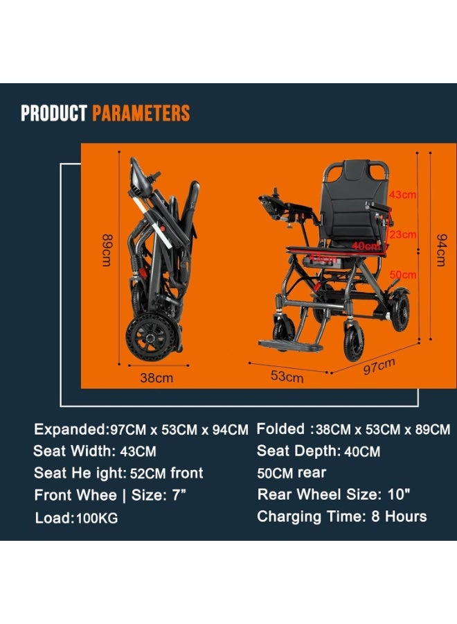 Cool Baby Electric Wheelchairs for Adults Lightweight Foldable, Wheelchairs for Adults Only 13.5kg, Can Last 12km, for Outdoor Light Home Travel (Maximum Bearing Weight 220 lbs) - Image 4