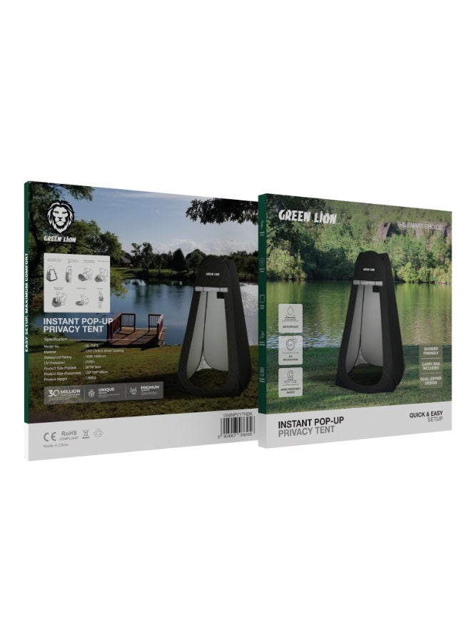 GREEN LION Privacy Pop-Up Tiolet Tent with Maximum Comfort & Durable Waterproof Material / Quick Setup and UV50+ Protection / Lightweight 170T Oxford Coating / Ventilation Windows / Storage Pocket / Sandbag Anchors - Black - Image 4