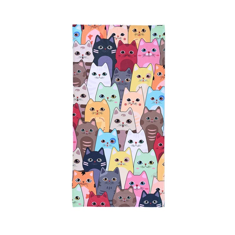 LIVILAN Small Kitten Cat Beach Towel 24 X 48 Soft Microfiber Absorbent Quick Dry Sand Free Light Multiuse for Bath Pool Swim Cute Cat Gifts