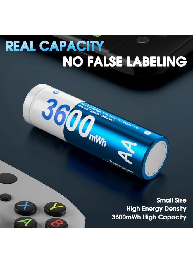 A Artman بطاريات ليثيوم AA قابلة لإعادة الشحن من آرتمان 8-pack 3600mWh مع شاحن سريع، بطاريات ليثيوم AA لكاميرا بلينك الخارجية، 1.5 فولت خرج ثابت بطارية AA قابلة لإعادة الشحن حتى 2000+ دورة - Image 2