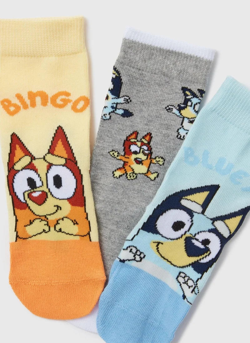Matalan Kids Bluey 3 Pack Multicoloured Socks