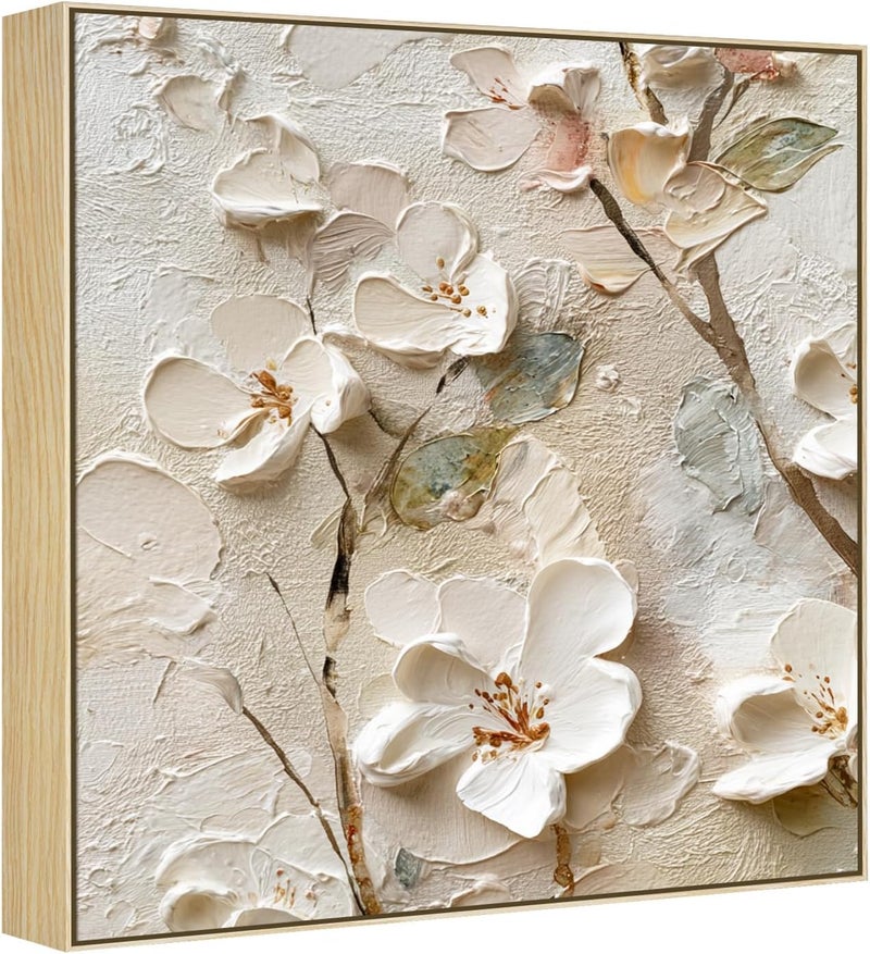 FOLKOR إطار مقاس 30×30 لفن القماش المشدود، إطارات قماشية عائمة معدنية DIY بعمق 1.5 بوصة للوحات الزيت والماسية والطباعات العتيقة والأعمال الفنية، لمسات جمالية منزلية لتزيين غرفة المعيشة (طبيعي) - Image 1