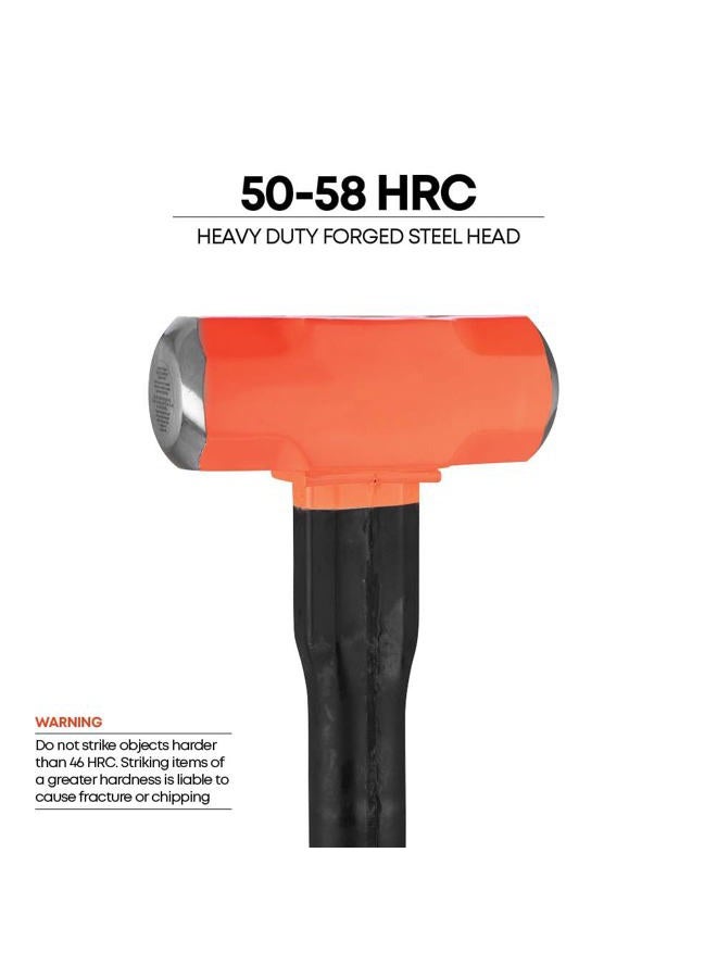 GROZ Heavy Duty 8lb Sledge Hammer with 24-Inch Indestructible Handle | Hard Face Steel Head 52 HRC | Steel Locking Plate | Hi-Visibility Head | Vulcanized Rubber Handle (34512) - Image 4