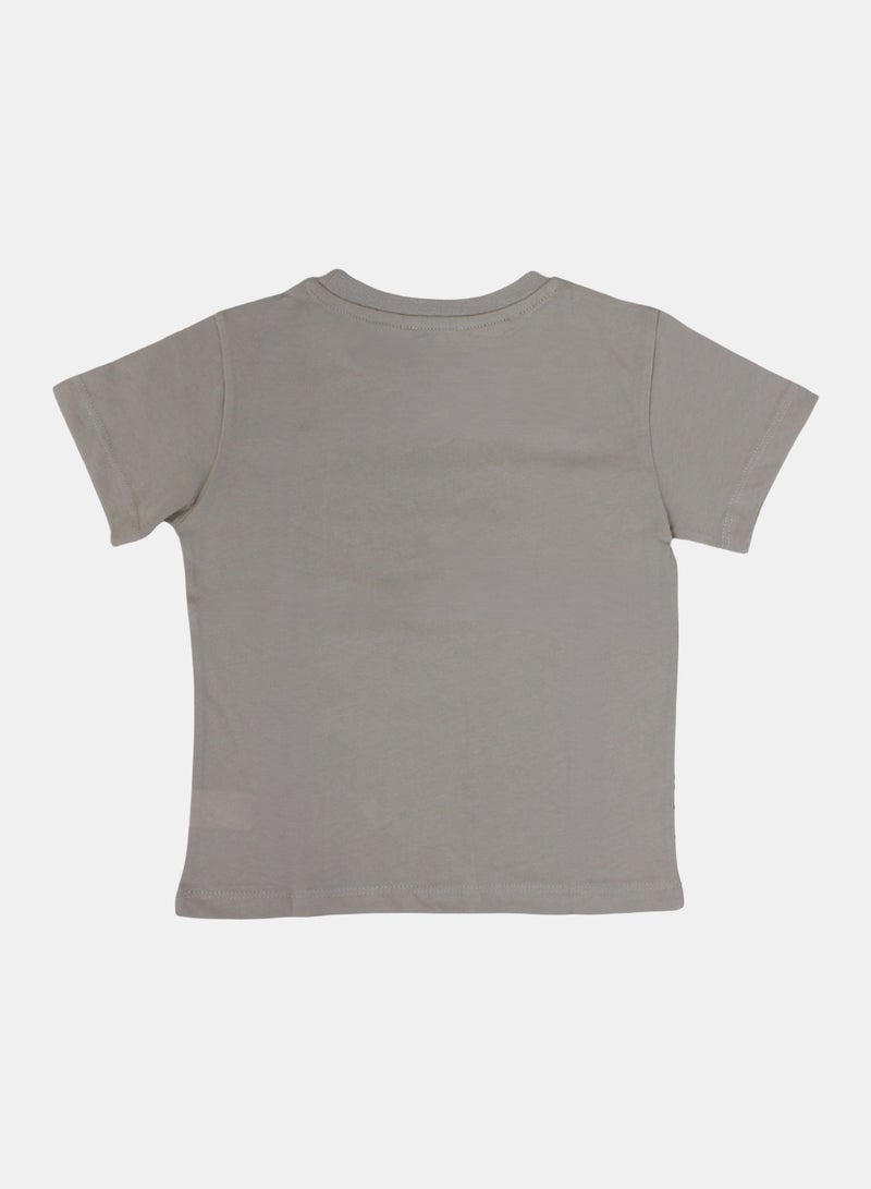 Pompelo Boys Cotton T-Shirt – Beige with Dino Print - Image 2