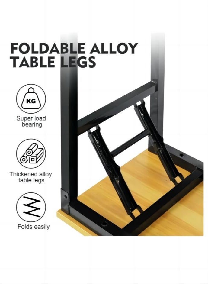 TNGames Folding Table Multi-Functional Portable Desk With Adjustable Height Legs For Computer Camping, Garden, Picnic,Coffee,BBQ,(80 * 40 * 75cm)  - Image 4
