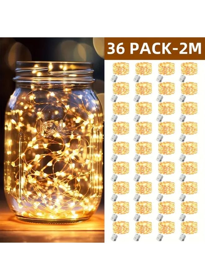 36 حزمة أضواء فيري دافئة اللون 20 حبة LED ثلاث أوضاع إضاءة للديكور - Image 1