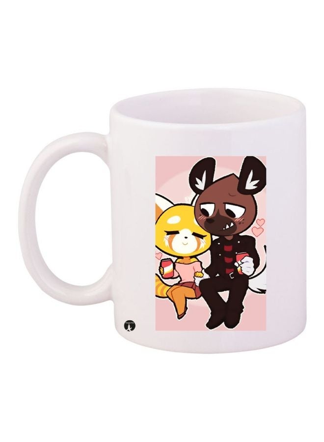 RYN Cartoon Printed Coffee Mug White/Brown/Yellow 11ounce