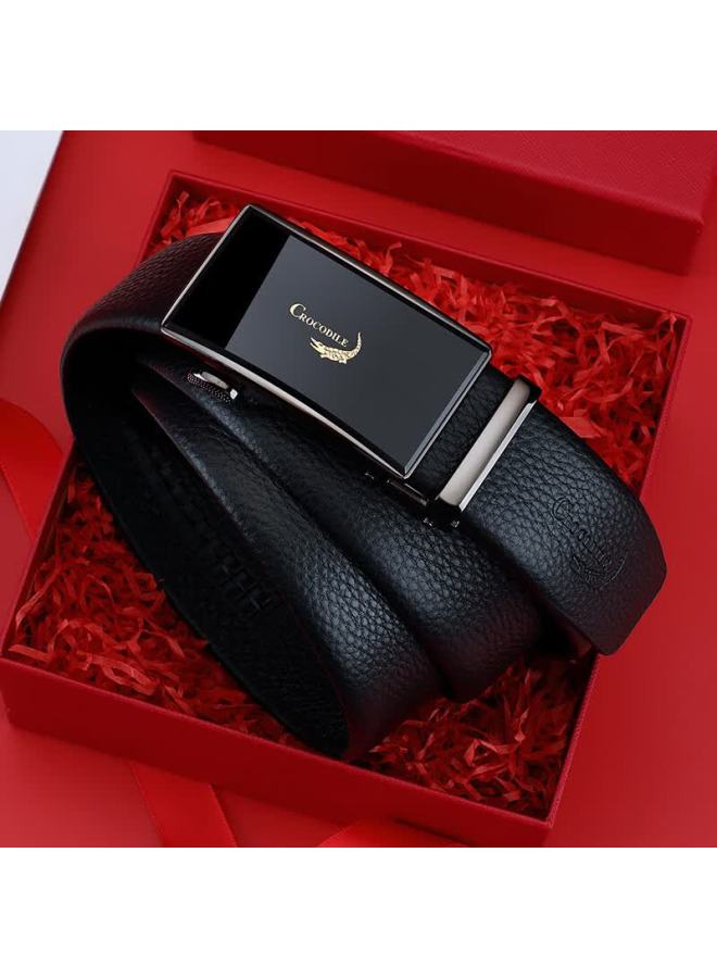 Crocodile Top-grain Leather Business Automatic Buckle Belt, Men's Waistband, Birthday Gift For Men, Dt620 - Image 3