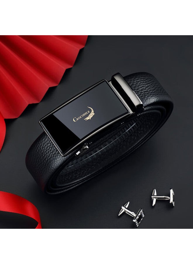 Crocodile Top-grain Leather Business Automatic Buckle Belt, Men's Waistband, Birthday Gift For Men, Dt620 - Image 1