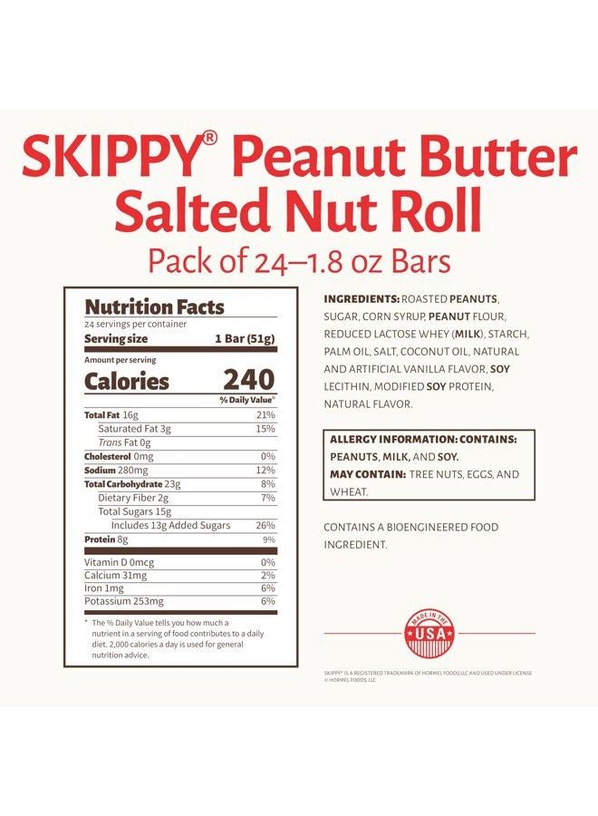 Pearson 's SKIPPY® Peanut Butter Salted Nut Roll | Peanut, Caramel, Peanut Butter Candy | 24 Full- Size Candy Bars |Bulk, Individually Wrapped - Image 4